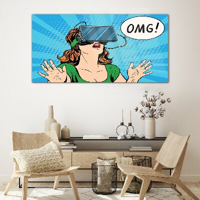 Glasbild Überraschung in der virtuellen Realität