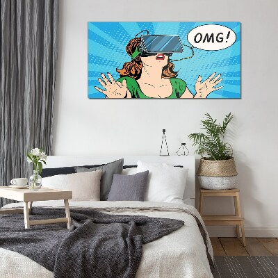 Glasbild Überraschung in der virtuellen Realität
