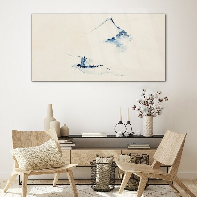 Glasbild Friedliche Berglandschaft mit einem Boot