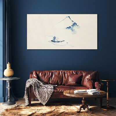 Glasbild Friedliche Berglandschaft mit einem Boot