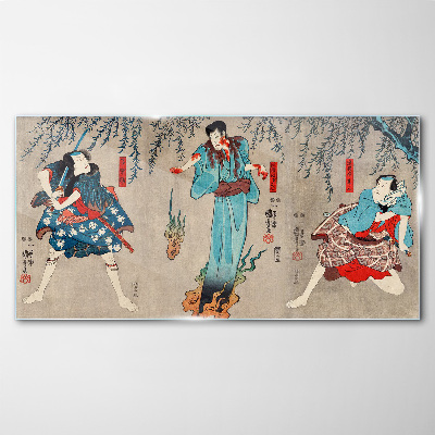 Glasbild Asiatischer Kimono-Samurai