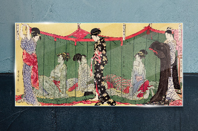 Glasbild Eine Szene aus dem japanischen Alltag