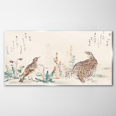 Glasbild Tiere Vögel Blumen