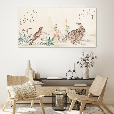 Glasbild Vögel vor dem Hintergrund der Vegetation