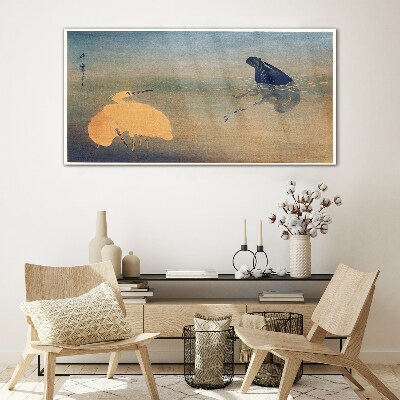 Glasbild Die Stille des Wassers und des Vogels