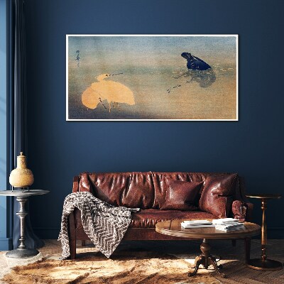 Glasbild Die Stille des Wassers und des Vogels