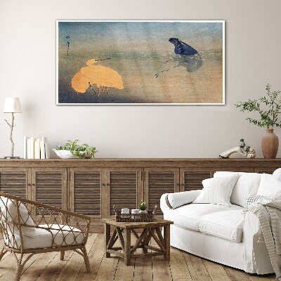 Glasbild Die Stille des Wassers und des Vogels