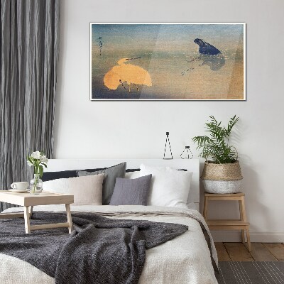 Glasbild Die Stille des Wassers und des Vogels