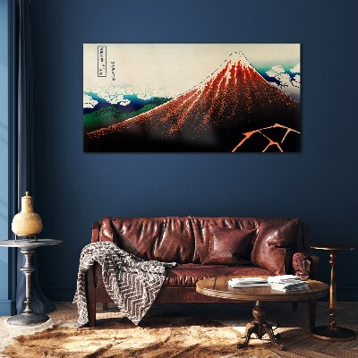 Glasbild Der Vulkan Fuji in den Farben Japans