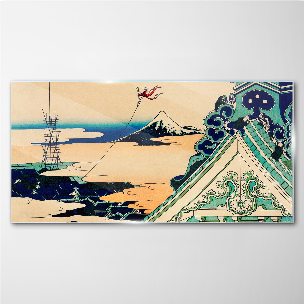 Glasbild Winterlandschaft mit Drachen