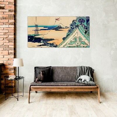 Glasbild Winterlandschaft mit Drachen