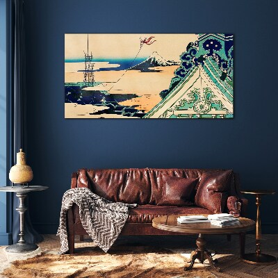 Glasbild Winterlandschaft mit Drachen