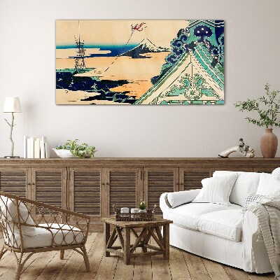 Glasbild Winterlandschaft mit Drachen