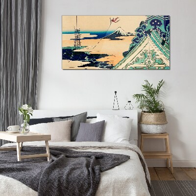 Glasbild Winterlandschaft mit Drachen