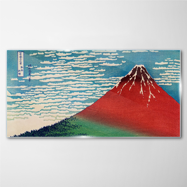 Glasbild Der Fuji in den Wolken