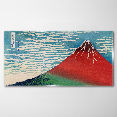 Glasbild Der Fuji in den Wolken