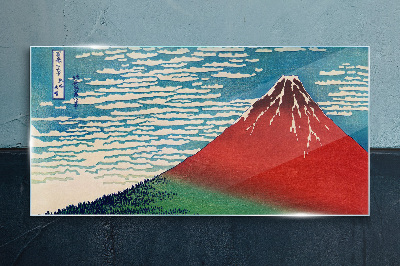 Glasbild Der Fuji in den Wolken
