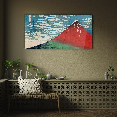 Glasbild Der Fuji in den Wolken