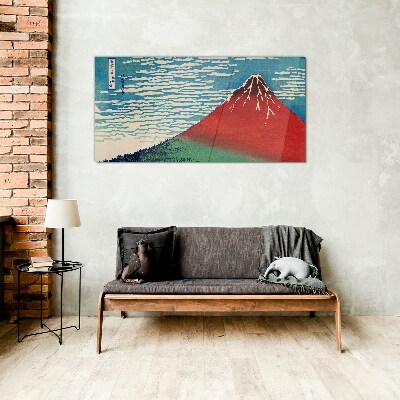 Glasbild Der Fuji in den Wolken
