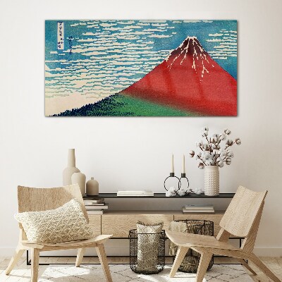 Glasbild Der Fuji in den Wolken