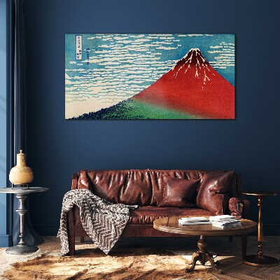 Glasbild Der Fuji in den Wolken