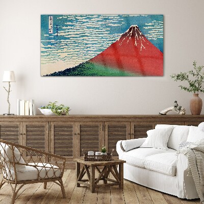 Glasbild Der Fuji in den Wolken