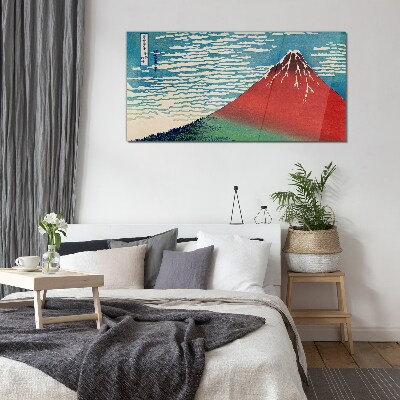 Glasbild Der Fuji in den Wolken