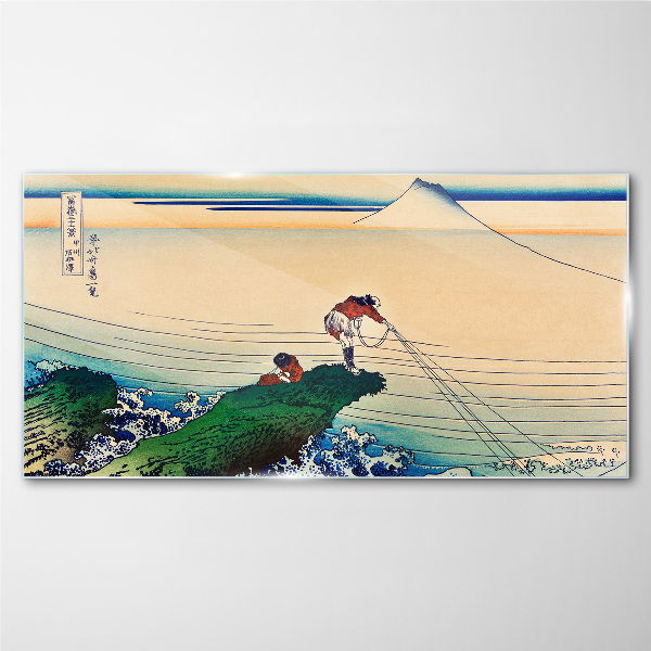 Glasbild Fischer am Ufer