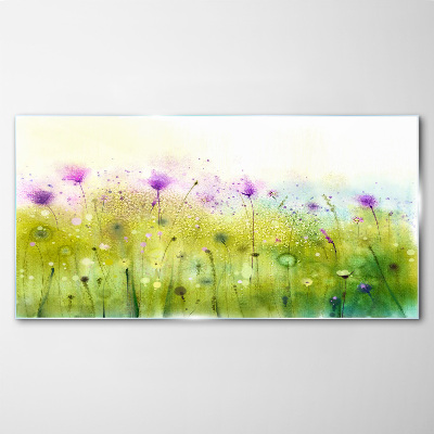 Glasbild Blumenlandschaft in Pastelltönen