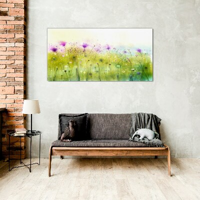 Glasbild Blumenlandschaft in Pastelltönen