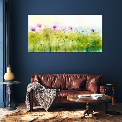 Glasbild Blumenlandschaft in Pastelltönen