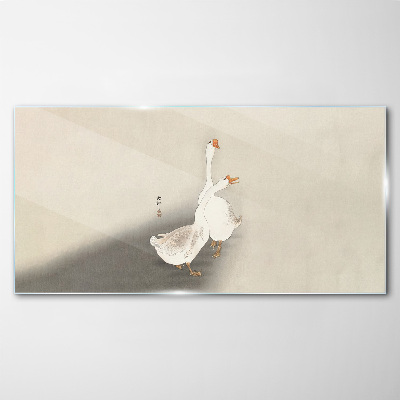 Glasbild Gänse auf minimalistischem Hintergrund