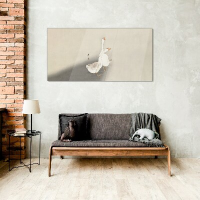Glasbild Gänse auf minimalistischem Hintergrund