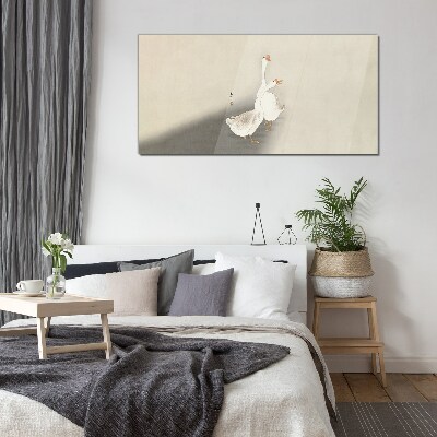 Glasbild Gänse auf minimalistischem Hintergrund