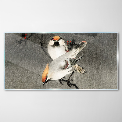 Glasbild Vögel auf einem Ast