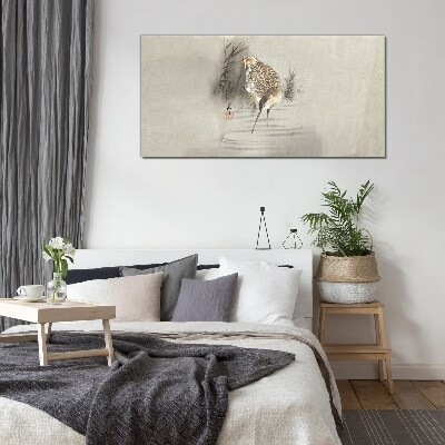 Glasbild Geheimnisvoller Vogel in zarter Landschaft