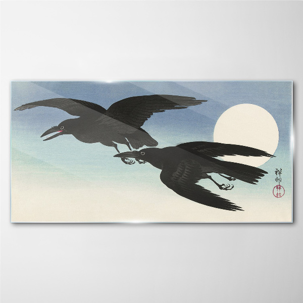 Glasbild Schwarze Krähen im Flug