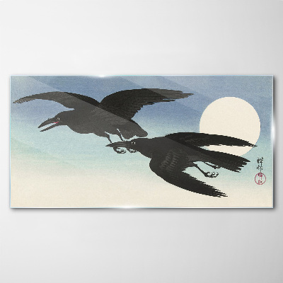 Glasbild Schwarze Krähen im Flug