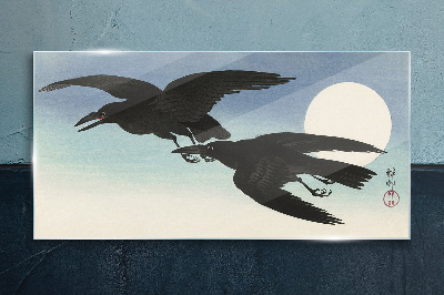 Glasbild Schwarze Krähen im Flug