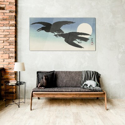Glasbild Schwarze Krähen im Flug