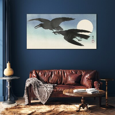 Glasbild Schwarze Krähen im Flug