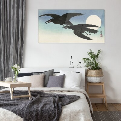 Glasbild Schwarze Krähen im Flug