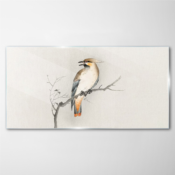 Bild auf glas Singender Vogel auf einem Ast