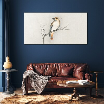 Bild auf glas Singender Vogel auf einem Ast