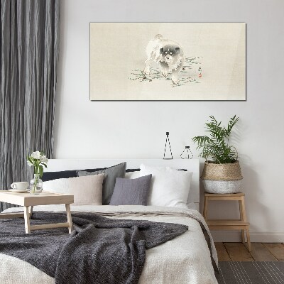 Glasbild Hund auf dem Gras Hintergrund
