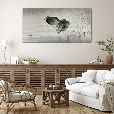 Glasbild Zwei Enten auf ruhigem Wasser