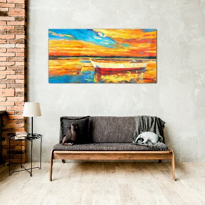 Glasbild Goldene Spiegelungen auf dem Wasser