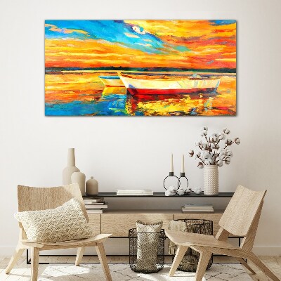 Glasbild Goldene Spiegelungen auf dem Wasser