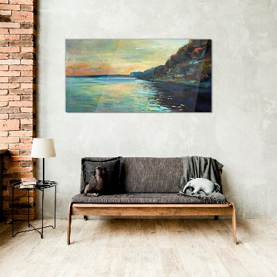 Glasbild Eine friedliche Küstenlandschaft