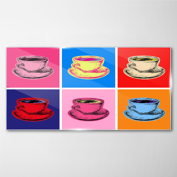 Foto auf glas Bunte Tassen auf dem Hintergrund